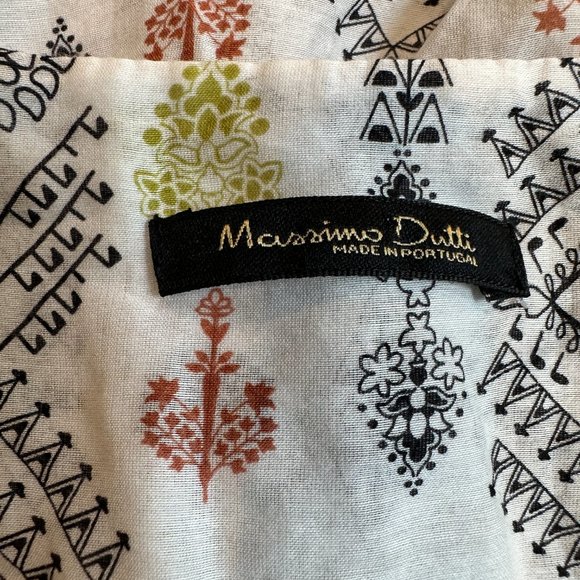 Massimo Dutti Tunic Top Popover V-Neck Boho Geometric Silk Blend Sheer Sz 4 5189 - Picture 2 of 13